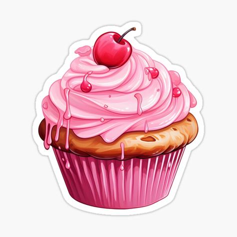 Kawaii, Cupcake Stickers Free Printable, Cupcake Graphic Design, Cupcake Drawing Cute, Cake Stickers Printable, Cakes Stickers, Desert Drawings, Cute Cupcake Drawing, Cupcake Cartoon