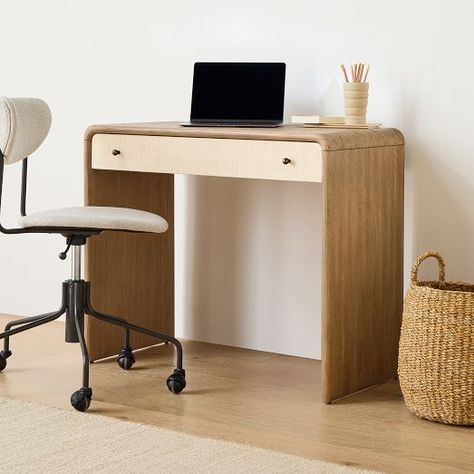 Home Office Furniture | West Elm Small Desk Setup, Small Work Desk, Modern Contemporary Office, Modern Waterfall, Contemporary Office Furniture, Cozy Desk, Modern Home Office Furniture, Modular Desk, Design Desks