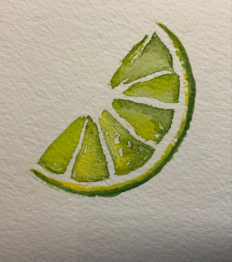 Lime Slice Painting, Watercolor Art Inspo Simple, Lemon And Lime Drawing, Watercolor Art Aesthetic Simple, Watercolour Doodles Simple, Watercolor Art Lemon, Watercolor Citrus Fruit, Watercolor Orange Slice, Watercolor Food Easy