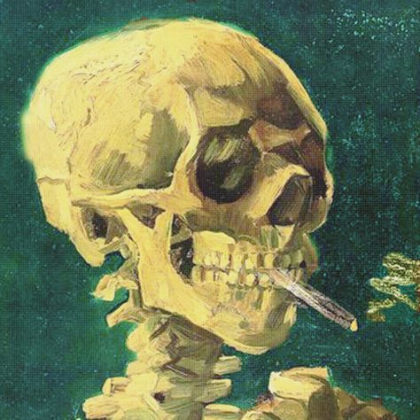 Orenco Originals Vincent Van Gogh Cigarette Smoking Skull Counted Cross Stitch Pattern By Orenco Originals Llc | Michaels® Croquis, Dark Academia Painting, Dark Academia Posters, Dark Academia Prints, Dark Academia Art, Hippie Posters, Grunge Posters, Trippy Artwork, Caspar David Friedrich