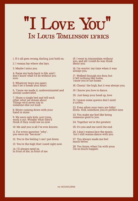 One Direction Lyrics, I Love You Lyrics, I Love You In Lyrics, Louis Tomlinson Lyrics, One Direction Poster, Louis Tomlinson Quotes, Louis Tomlinson Songs, Louis Core, Love Yourself Lyrics