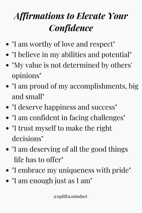 Confidence Booster Affirmations, Daily Affirmations For Self Love And Confidence, Self Assurance Affirmations, Different Types Of Affirmations, Positive Confident Affirmations, Affirmations For Negative People, Affirmations For Self Development, Build Confidence Woman, Self Respect Affirmations