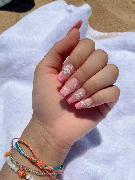 There's a new beauty trend taking over Instagram and it's absolutely stunning. Say hello to "quartz nails". Summery Nails Coffin, Vacation Nail Inspo Coffin, Spring Nails Hibiscus, Cute Hibiscus Nails, Pink Nails Holiday, Nails Acrylic Cruise, Nail Acrylics Ideas, Acrylic Nails Hawaiian Flowers, French Tip Hawaii Nails