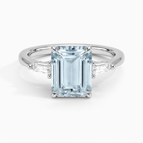 Aquamarine Engagement Ring White Gold, Three Stone Diamond Engagement Ring, Three Stone Diamond Rings Engagement, Blue Engagement Ring, Three Stone Diamond Ring, Elegant Engagement Rings, Engagement Rings Platinum, Aquamarine Engagement Ring, Three Stone Diamond