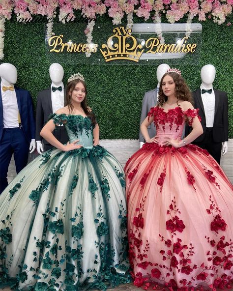 Will You Customize Quince Dresses to Enhance Your Quinceanera Experien – MyChicDress Green Floral Quince Dress, Red And Green Quinceanera Theme, Aesthetic Quinceanera Dresses, Quinceanera Dresses Damas, Emerald Quinceanera, Emerald Quinceanera Dress, Quinceanera Dresses Green, Emerald Green Quinceanera Dresses, Black Quince Dresses