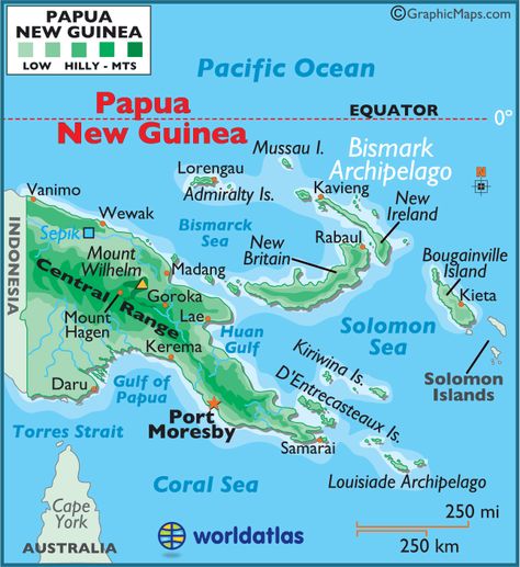 Papua New Guinea Large Color Map