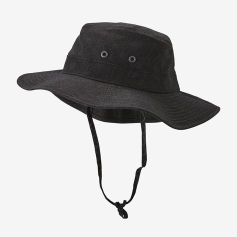 Patagonia Forge Hat - Bucket Hat With String Outdoor Hats Men, Bucket Hat With String, The Forge, Global Textiles, Black Bucket Hat, Hat Outfit, Black Bucket, Outdoor Hats, Cotton Headband