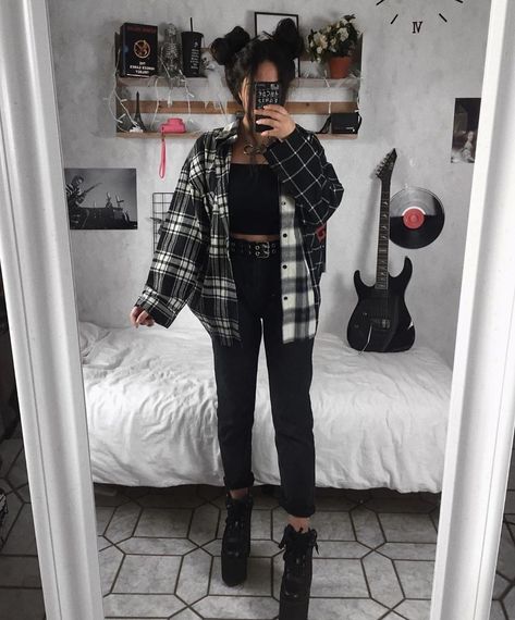 grunge aesthetics🌙 on Instagram: “Style inspo 🖤 1, 2, 3, 4, 5, 6, 7, 8 or 9? Follow @internetgrunge for more ✨” Formal Grunge Outfits Edgy, 2023 Fashion Trends Grunge, Edgy Outfit Ideas For Women, Alternative Fashion Fall, 50 Degree Rainy Weather Outfit, Emo Mom Outfits, Cute Edgy Outfits Grunge, Womens Alternative Fashion, Cold Weather Alt Outfits