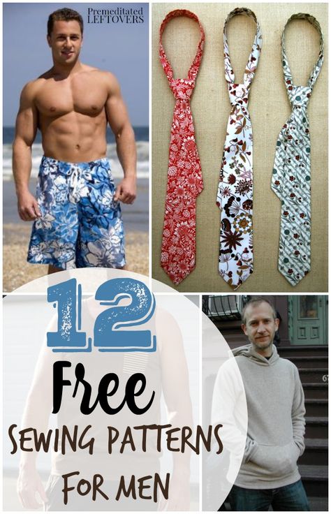 12 Free Sewing Patterns for Men- Looking for sewing patterns for men? Here are some great free sewing patterns that include men's clothing and accessories. Sewing Patterns For Men, Mens Sewing Patterns, Sewing Men, Diy Gifts For Men, Dresses By Pattern, Free Sewing Patterns, Sewing Fabrics, Diy Gifts For Boyfriend, Sewing Class