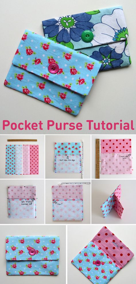 Couture, Tela, Tiny Coin Purse Pattern, Pocket Purses Diy, How To Sew A Wallet For Beginners, Fabric Change Purse Free Pattern, Purse Pouch Pattern, Sewing Ideas For Small Pieces Of Fabric, Button Pouch Sewing Pattern