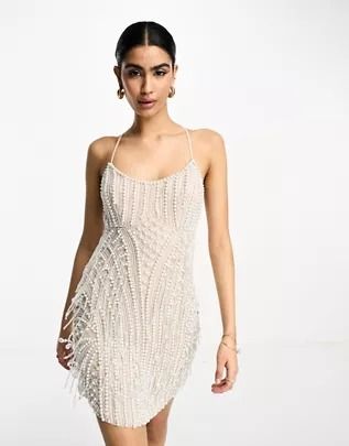 Women’s Party Outfits | Eveningwear & Party Clothes | ASOS Pearl Homecoming Dress, Pearl Dress Outfit, Pearl Beaded Dress, Pearl Mini Dress, Pleated Shirt Dress, Bachelorette Dress, Nye Outfits, Pearl Dress, Mini Cami Dress