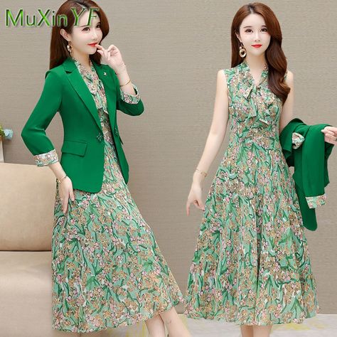 Floral Long Skirt, Long Skirt Set, Elegant Floral Dress, Suit Jacket Dress, Long Floral Skirt, Female Office, Elegant Blazers, Office Professional, Womens Dress Suits