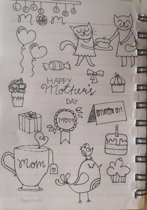 Cute Mother’s Day Doodle, Mothers Day Doodles Easy, Doodles For Mothers Day, Mom Doodle Art, Easy Drawings For Mom, Mother’s Day Simple Drawing, Mom And Daughter Doodle, Things To Draw For Mothers Day, Doodles Mothers Day