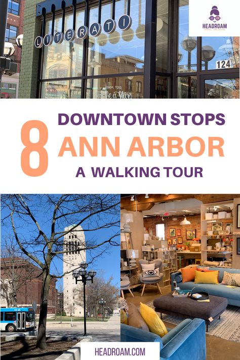 Ann Arbor Downtown Walking Tour: 8 Great Stops Anne Arbor Michigan, Ann Arbor Michigan Aesthetic, University Of Michigan Campus, Michigan Crafts, Michigan Travel Destinations, Chicago Vacation, Michigan Road Trip, Michigan Vacations, Lansing Michigan