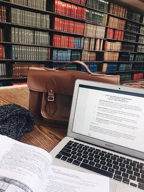!this is not my photo! only edited it. aesthetic, writing, inspiration, author, laptop, macbook, briefcase, library, typing, books, shelves Studyblr Notes, Time Motivation, Back To University, Law School Life, Law School Inspiration, Books School, Motivation Study, Desk Stationery, Studying Law