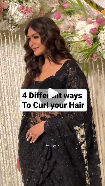 Saree Hairstyles For Curly Hair, Saree Guest Look, Hairstyle On Sarees, Modern Hairstyles For Saree, Hairstyles For Punjabi Wedding, Hairstyles For Long Hair For Saree, Hair Styles With Saree Party Wear, Fancy Saree Hairstyles, Curls With Saree