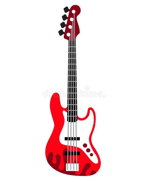 Rock guitar. cartoon style on isolated background. Rock guitar. Bass guitar. Electric guitar stock illustration Guitar Cartoon, Bass Guitar Art, Guitar Silhouette, Guitar Light, Red Electric Guitar, Guitar Illustration, Guitar Patterns, Guitar Vector, Guitar Drawing