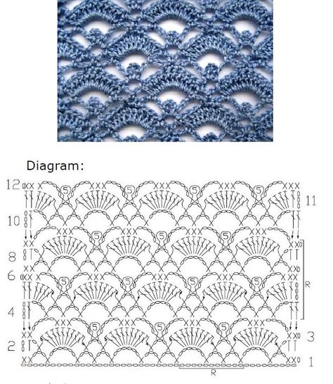 узор крючком веер Motif Kait, Háčkovaná Čipka, Crochet Stitches Chart, Advanced Crochet, شال كروشيه, Crochet Stitches Diagram, Crochet Lace Pattern, Crochet Motifs, Chale Crochet