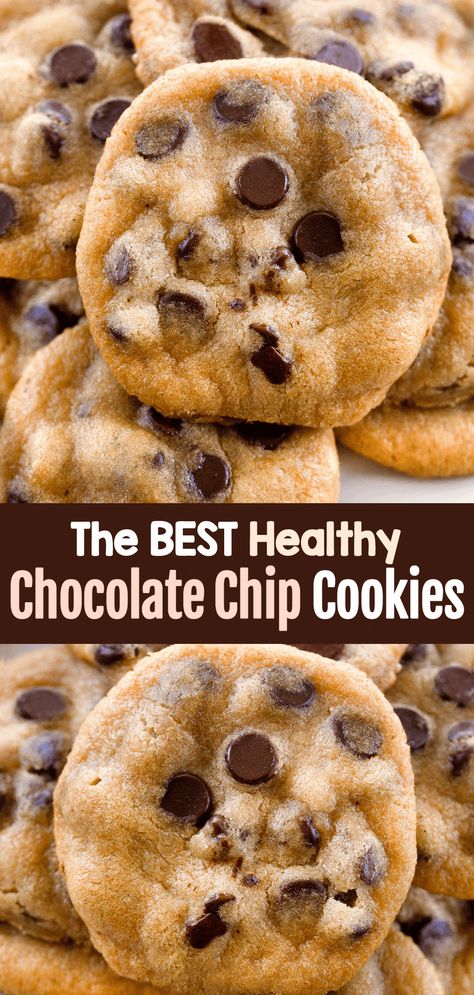 The Best Healthy Chocolate Chip Cookie Recipe Healthy Cookie Recipes Chocolate Chip, Healthy Chocolate Chip Cookie, Healthy Chocolate Chip Cookies, Healthy Chocolate Chip, Healthy Cookie Recipes, Chocolate Chip Cookie Recipe, Healthy Deserts, Healthy Peanut Butter, Chip Cookie Recipe