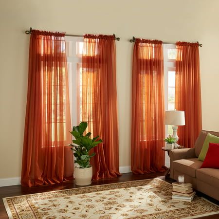 Orange Curtains Living Room, Burnt Orange Curtains, Orange Curtains, Living Room Orange, Grommet Panels, Boho Curtains, Curtains Living, Apartment Decor Inspiration, Boho Living Room