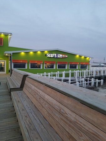 Surf's Up Bar And Grill, Emerald Isle - Restaurant Reviews, Photos & Phone Number - TripAdvisor Emerald Isle North Carolina, Beach House Renovation, Bar And Grill, Cedar Point, Pier Fishing, Emerald Isle, House Renovation, Us Beaches, Surfs Up