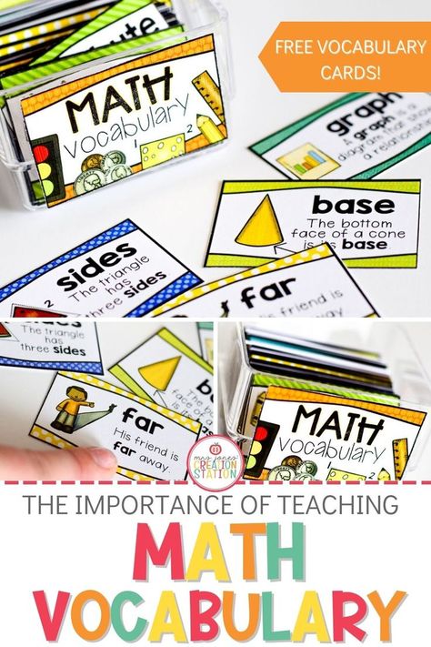 Not teaching math vocabulary consistently? Click to read why you should teach math vocabulary every day along with HOW to teach math vocabulary effectively to your early elementary students. #mathvocabulary #elementarymath Math Vocabulary Anchor Chart, Teaching Math Vocabulary, Math Vocabulary Activities, How To Teach Math, Kindergarten Math Lesson, Kindergarten Vocabulary, Vocabulary Journal, Math Vocabulary Words, Math Pictures