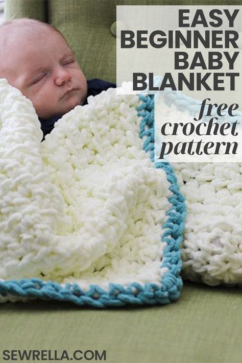 This is the beginner baby blanket of your dreams! It's so soft and squishy, making it perfect for newborns and babies. Use my free crochet pattern to make this sweet blanket as a gift for a baby shower. #freepattern #crochet #babyblanket #blanket Amigurumi Patterns, Beginner Baby Blanket, Chunky Baby Blanket Crochet Pattern, Chunky Crochet Baby Blanket, Free Baby Blanket Patterns, Diy Baby Blanket, Crochet Baby Blanket Free Pattern, Easy Baby Blanket, Crochet Blanket Pattern Easy