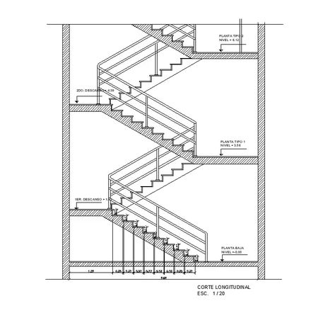 Longitudinal section view of Fire ladder stair detail is given in this Autocad DWG drawing file. Download now. - Cadbull Stairs Section Architecture, Stairs Plan Drawing, Unique Staircase Railing, Starry Night Painting Ideas, Stairs Elevation, Stairs Section, Stair Detail Drawing, Night Painting Ideas, Diy Starry Night