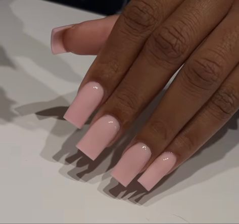 Pink Nails Designs Acrylic, Plain Pink Acrylics, Plain Polygel Nails, Solid Nail Designs Simple, Square Acrylic Nails Plain Color, Long Square Nails Solid Color, Clean Nails Square, Solid Pink Nails With Design, Plain Set Nails