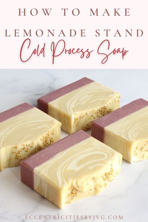 How to Make Perfect for Summer Lemonade Stand Cold Process Soap DIY Cold Process Soap Techniques, Cold Press Soap Recipes, Goat Milk Soap Recipe, How To Make Lemonade, Soap Design Ideas, Cold Process Soap Designs, Cold Pressed Soap, Easy Soap Recipes, Summer Lemonade