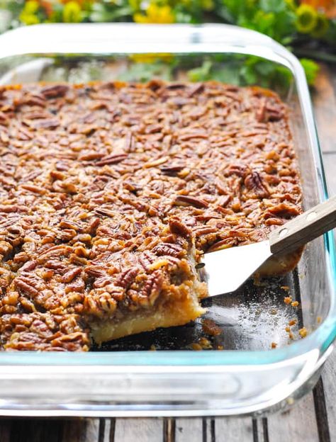 These Easy Pecan Pie Bars are a perfect make ahead holiday dessert to serve a crowd! Holiday Recipes | Christmas dessert | Thanksgiving dessert | Pecan Recipes #TheSeasonedMom #dessert #pecans #pecanpie Christmas Dessert Make Ahead, Christmas Make Ahead Recipes, Make Ahead Fall Desserts, Deserts For Thanksgiving Desserts, Easy Holiday Desserts Thanksgiving, Easy Desserts For A Crowd Make Ahead, Make Ahead Thanksgiving Desserts, Make Ahead Desserts For A Crowd, Easy Make Ahead Desserts