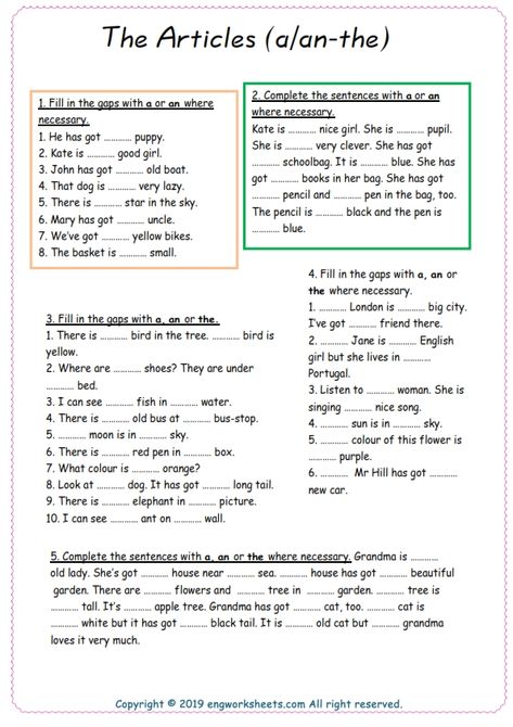 Articles In English Grammar, Article Grammar, Articles Activities, Articles Worksheet, Articles For Kids, English Grammar Exercises, English Grammar For Kids, Vocabulary Exercises, Grammar For Kids