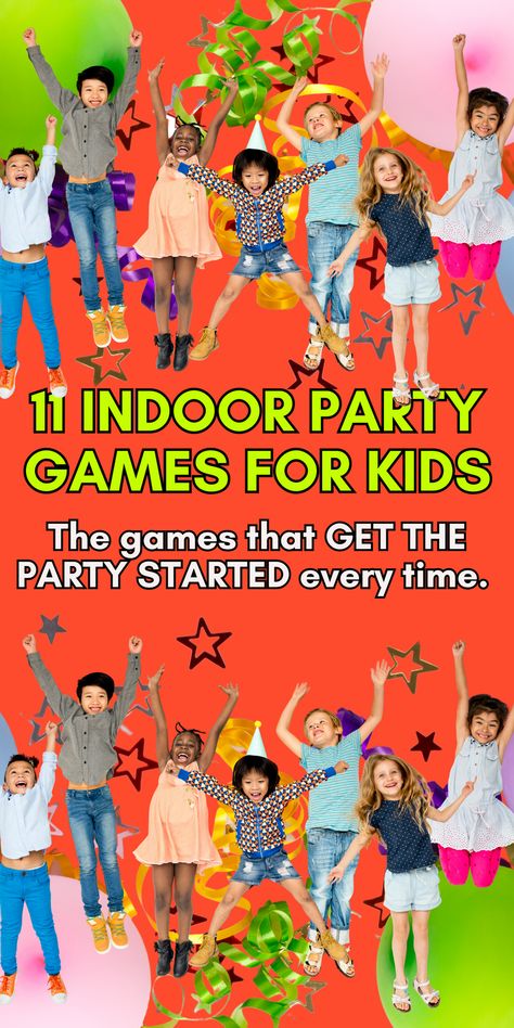 11 of the best indoor party games for kids, birthday party games kids love, indoor birthday party ideas, kids party planning, easy indoor kids party games, birthday rainy days indoor party games for kids, ideas for indoors party games for kids, Bday indoor party games for kids, fun indoor party games for kids, hosting an indoor birthday party for kids, fun activities for an indoor birthday party for kids, kids party games, classic kids party games that can be played indoors, prop-free kids games Indoor Kids Party Games, Fun Indoor Party Games, Party Games For Kids Birthday, Indoor Party Games For Kids, Games For Kids Birthday Party, Kids Birthday Party Games Indoor, Kids Party Games Indoor, Indoor Birthday Games, Birthday Party Games Indoor