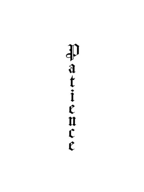 Patience | Small tattoos for guys, Tattoos for guys, Red ink tattoos စာလုံးအလှ Tattoo, Men's Small Tattoo Ideas, 2001 Tattoo Ideas, Small Chest Tattoo Female, Word Neck Tattoos, Patience Tattoo, Bicep Tattoos, Meaningful Tattoos For Men, Herren Hand Tattoos