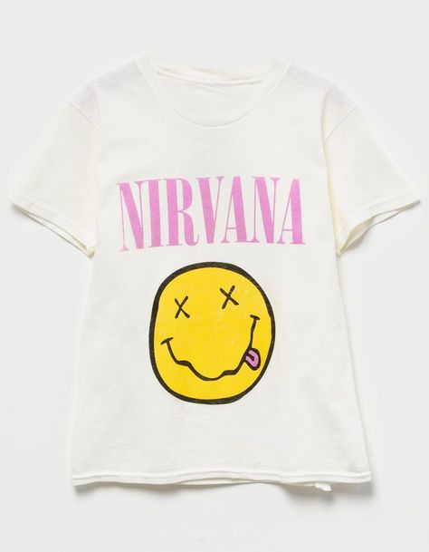 Nirvana Girls Boyfriend Tee Preppy Shirts For School, Preppy Tshirt Designs, Cute Preppy Shirts, Cute Outfits For School 5th Grade, Cute T-shirts, Preppy Graphic Tees, Nirvana Clothes, Cute Clothes For School