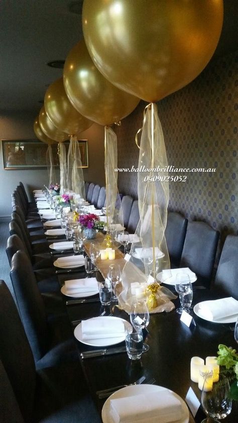 Superb set up at the Ottoman Restaurant #giantballoons #jumboballoons #3footballoons #goldballoons #ottomanrestaurant #act #cbr #canberraballoons #BalloonBrilliance Graduation Dinner, Moms 50th Birthday, Jumbo Balloons, Dinner Party Decorations, Birthday Dinner Party, Dinner Restaurants, Giant Balloons, Golden Birthday, 80th Birthday Party