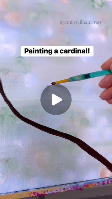 Cardinal Drawings Easy, Bird Acrylic Painting Ideas, How To Draw A Cardinal Easy, Red Cardinal Painting Easy, How To Paint Birds Step By Step, Painting A Cardinal, Acrylic Painting Birds Easy, Bird Paintings On Canvas Easy, Christmas Bird Drawing
