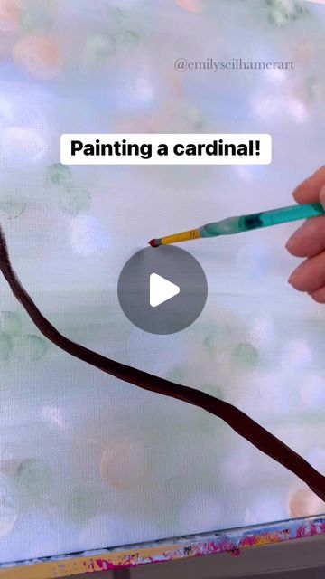 Cardinal Drawings Easy, How To Draw A Cardinal Easy, Bird Acrylic Painting Ideas, How To Paint Cardinals, Red Cardinal Painting Easy, How To Paint Birds Step By Step, Painting A Cardinal, Painting Ideas On Canvas Birds, Acrylic Painting Birds Easy