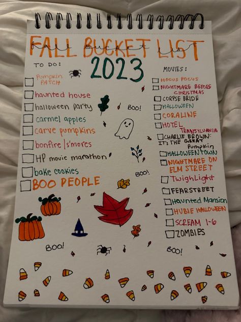 Best Friend Fall Bucket List, Fall Bucket List With Boyfriend, Halloween Ideas Things To Do, Couple Bucket List Ideas Fall, Fall Bucket List Ideas 2023, Halloween Bucket List For Friends, Bucket List Fall Ideas, Halloween Couple Bucket List, Fall Bucket List Preppy