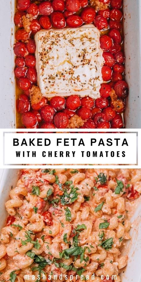 Pasta With Cherry Tomatoes, Baked Feta Pasta, Cherry Tomato Pasta, Baked Feta, Feta Pasta, Pasta Dinner Recipes, Healthy Dinner Recipes Chicken, Dandelion Recipes, Health Dinner Recipes