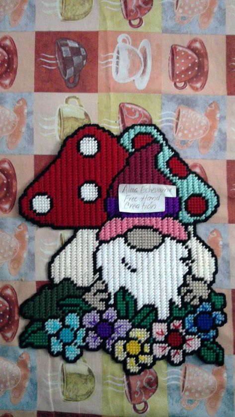 Gnome Sweet Gnome, Gnome Pictures, Plastic Canvas Books, Stitching Patterns, Plastic Canvas Coasters, Beads Designs, Xmas Cross Stitch, Canvas Wall Hanging, Plastic Canvas Patterns Free