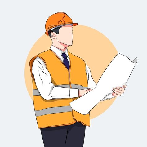 Vector male architect developer reviewin... | Premium Vector #Freepik #vector #foreman #construction-man #engineer #construction-engineer Engineering Drawing Design, Architect Person Drawing, Engineer Drawing Cartoon, Civil Engineering Drawings, Construction Logo Design Graphics, Civil Engineering Wallpaper, Architect Cartoon, Architect Vector, Engineer Clipart