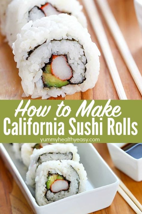 California Sushi Rolls, Sushi Rolls At Home, California Roll Recipes, Types Of Sushi Rolls, Cucumber Sushi Rolls, California Roll Sushi, California Rolls, Sushi Roll Recipes, Types Of Sushi