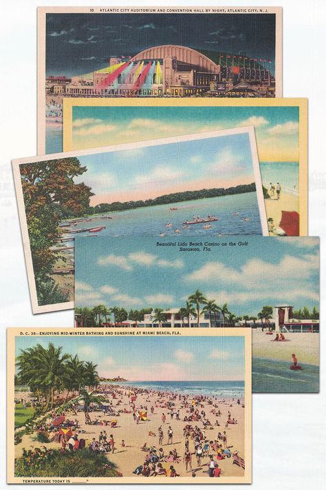 Vintage Beach Postcards, Vintage Travel Art, Post Card Aesthetic Design, Vintage Beach Postcard, Vintage Postcard Design, Vintage Postcard Aesthetic, Diy Postcard Ideas, Beach Vintage Aesthetic, Old Postcards Vintage