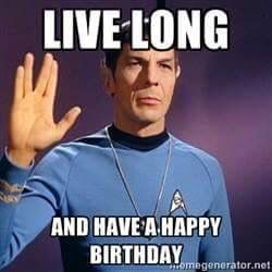 Spock happy birthday Humour, New Year Wishes Funny, Star Trek Christmas, Star Trek Birthday, Funny Christmas Photos, Science Puns, Funny Christmas Pictures, Birthday Memes, Awkward Family Photos