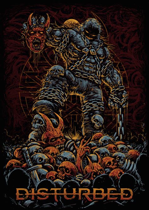 Disturbed on Behance The Guy Disturbed, Guy Fanart, Hacker Logo, Metal Posters Art, Metal Meme, Concert Poster Design, Black Metal Art, Heavy Metal Art, Dark Artwork