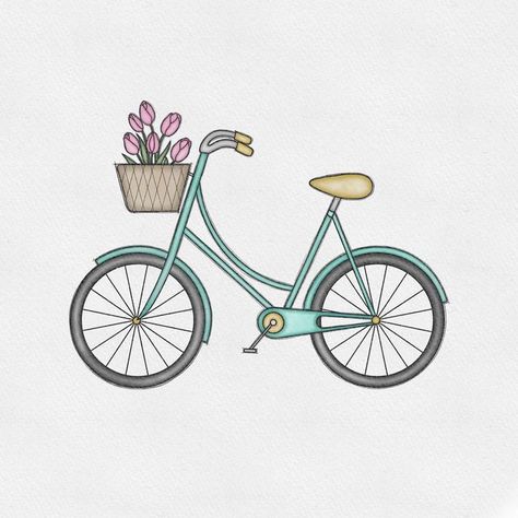 Simple Bicycle Drawing, Cute Bike Drawing, Bike Sketch Simple, Easy Bicycle Drawing, Bycicle Drawings Easy, Riding A Bike Drawing, Cycling Art Drawing, Bike Drawing Easy, Bike Art Drawing