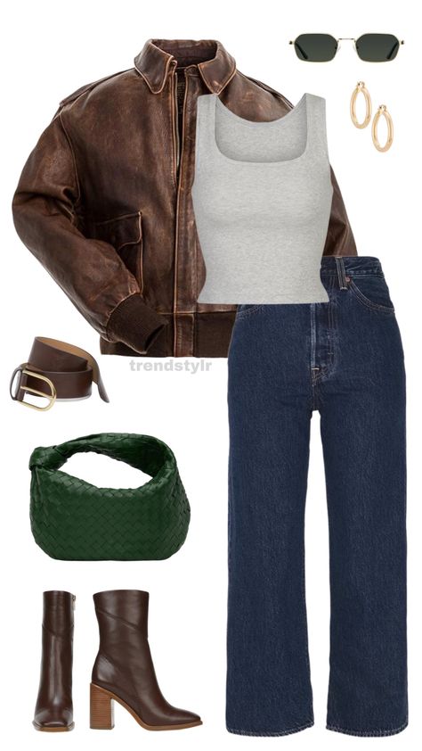 Shop Levi's® Wellthread® Baggy Dad … and other curated products on LTK, the easiest way to shop everything from your favorite creators. Style Goals, Brown Jacket, Brown Leather Jacket, Mode Vintage, Lookbook Outfits, Looks Style, Looks Vintage, Fall Winter Outfits, Cute Casual Outfits