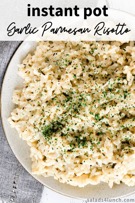 Risotto Thanksgiving, Garlic Parmesan Risotto, Parmesan Risotto, Pot Recipes Healthy, Creamy Rice, Pot Recipes Easy, Arborio Rice, Instant Pot Recipes Chicken, Risotto Recipes