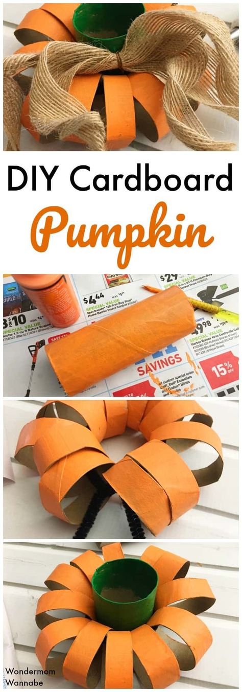 Recycled Pumpkin Crafts, Pumpkin Crafts For Kids, Halloween Toilet Paper Roll Crafts, Fall Calendar, Halloween Toilet Paper, Diy Toilet Paper, Green Halloween, Pumpkin Craft, Cardboard Rolls